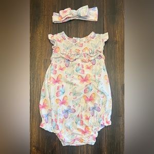 6-12 months Posh Peanut Bubble Romper & headband